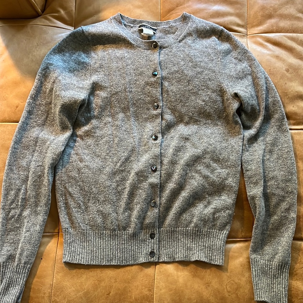 JCrew Gray Cashmere Cardigan Sweater XS